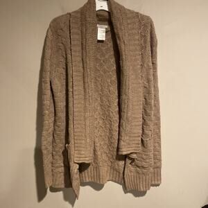 Talula Aritzia Beige Lambswool Angora Cashmere Open Knit Cardigan Sz Sm